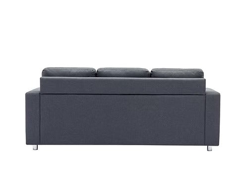 Korvello Reversible Sofa Sectional – Grey Fabric Sofa with Chrome Legs &amp; Accent Pillows