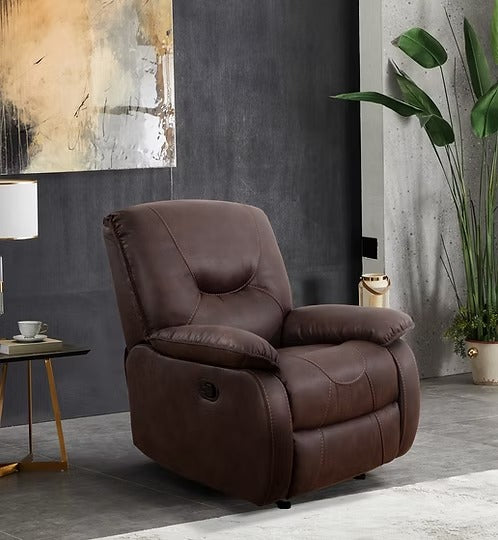 Zorvian Recliner Chair in Brown Elephant Skin Fabric with Glider Rocking Mechanism &amp; Zero Wallhugger Design
