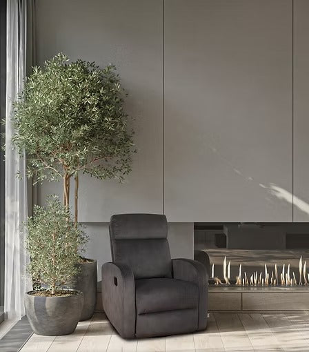 Wervano Recliner Chair with Swivel Glider Mechanism, Zero Wallhugger Design &amp; Soft Charcoal Fabric