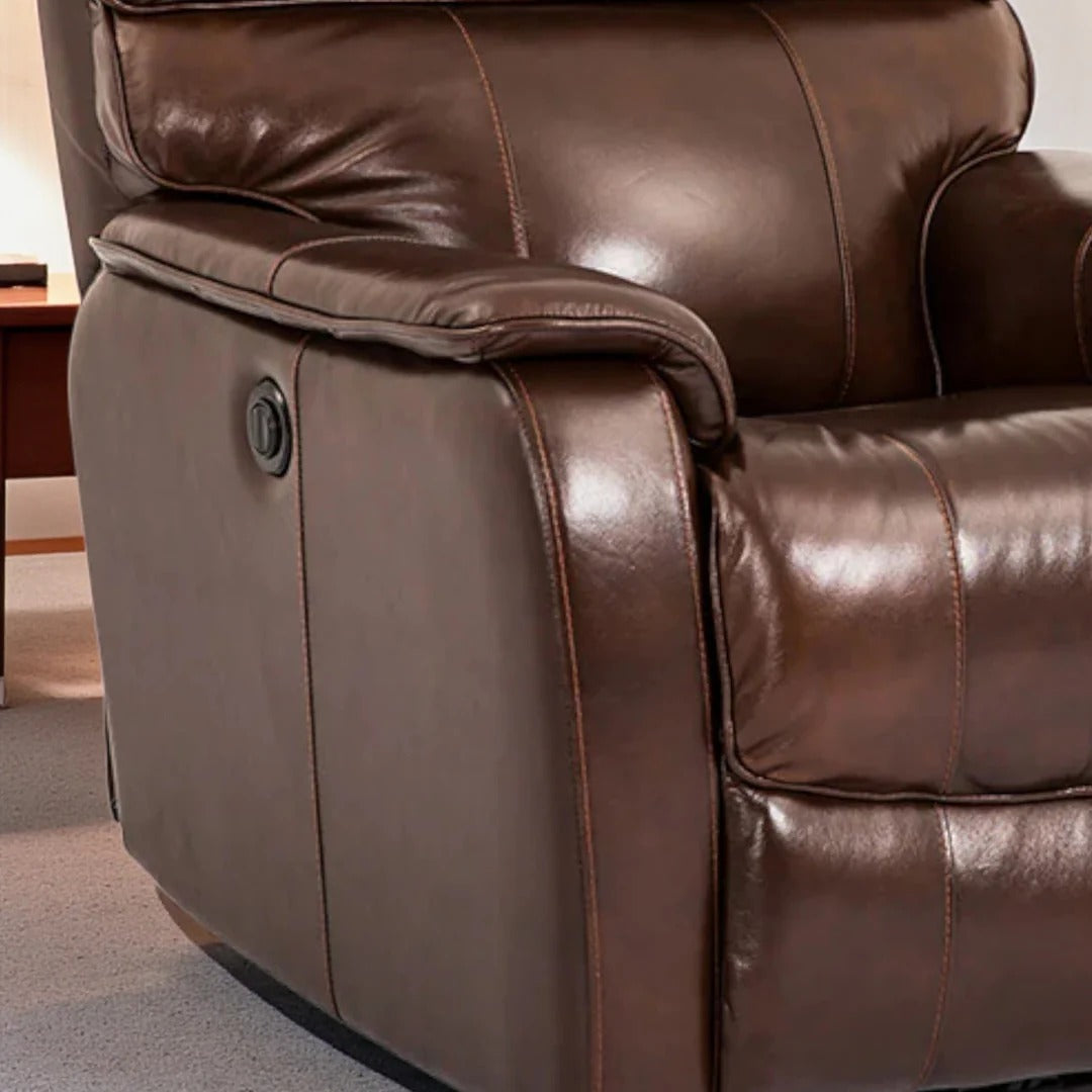Gavriel Recliner Chair | Power Reclining Leathaire Chair with Gliding – Warm Brown