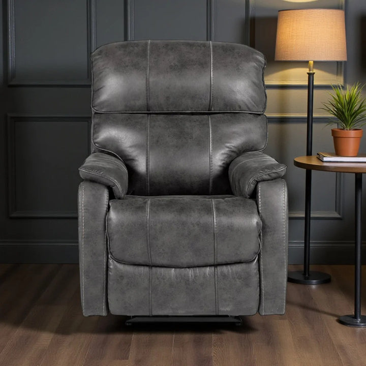 Gavriel Recliner Chair | Granite (Grey) Power Reclining Leathaire Chair