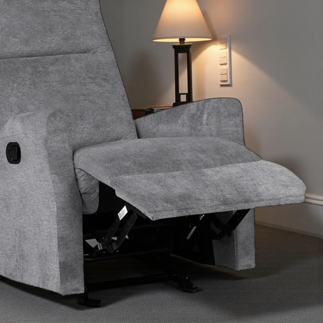 Relaxon Recliner Chair with Manual Recline & Glider | Graphite Microfiber Recliner