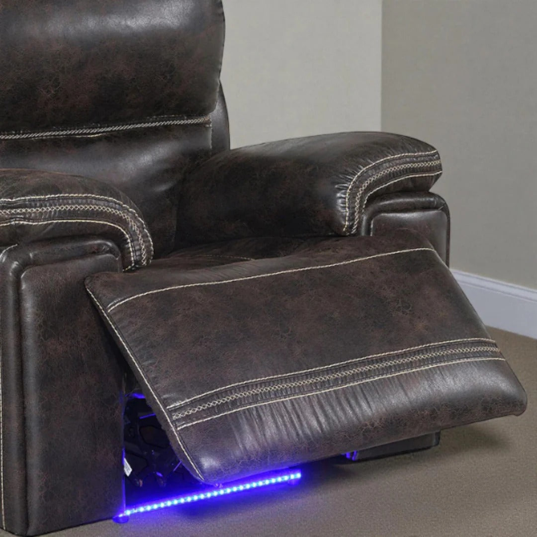 Luxio Recliner Chair with Power Recline & USB Ports | Dark Brown Air-Leather