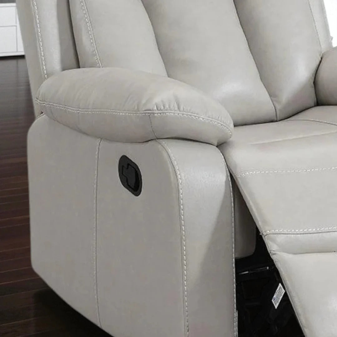 Stravelo Recliner Chair with Manual Recline & Glider | Beige Leathaire Recliner