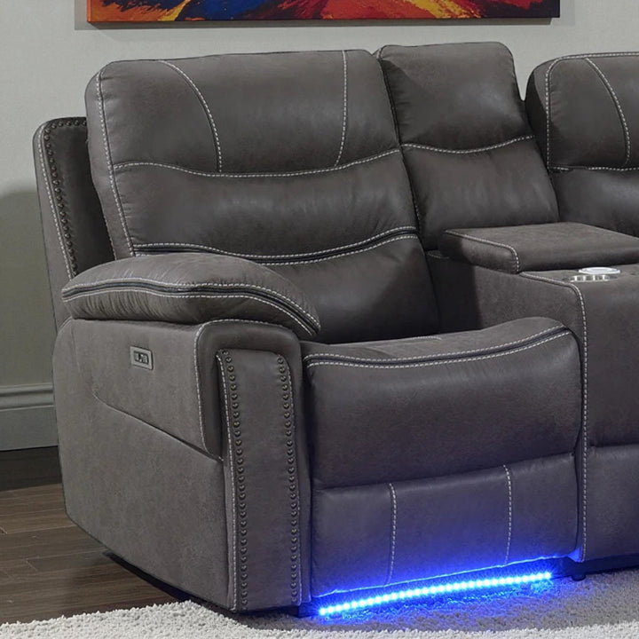 Voltair Recliner Loveseat – Dark Grey Power Luxury with Smart Comfort