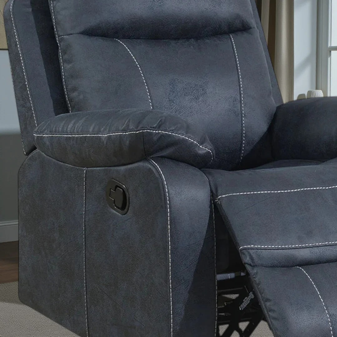 Easeo Recliner Chair with Manual Recline & Glider | Greyish-Blue Suede Recliner