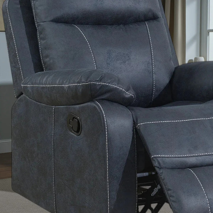 Easeo Recliner Chair with Manual Recline & Glider | Greyish-Blue Suede Recliner
