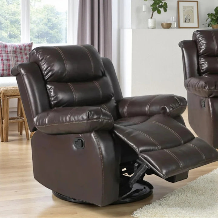 Sereno Recliner Set Brown | 3-Piece Manual Recliner Chair, Loveseat & Sofa