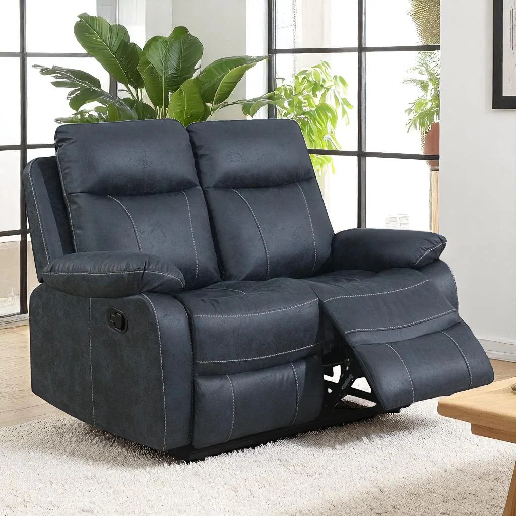 Novaro Recliner Set Blue | Fabric Recliner Chair, Loveseat & Sofa