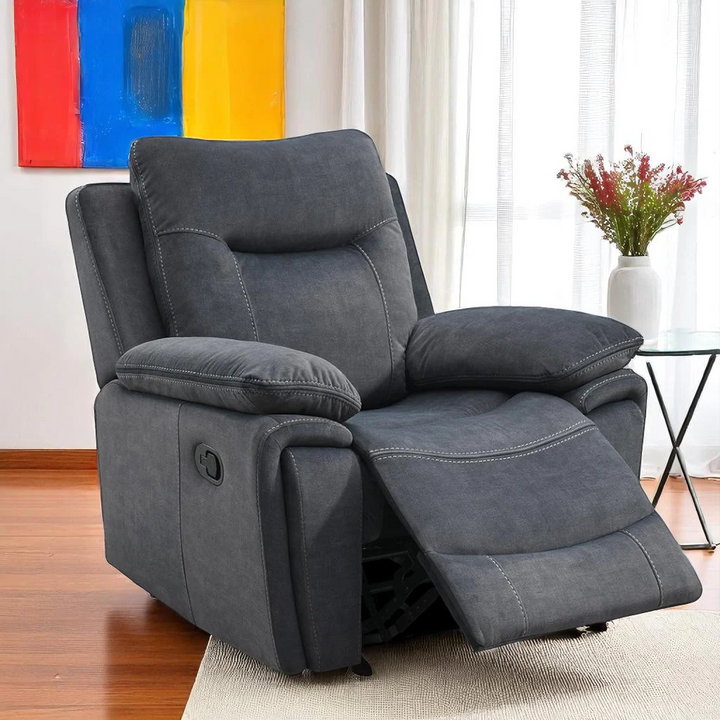 Bravio Grey Recliner Set | Manual Reclining Chair, Loveseat & Sofa