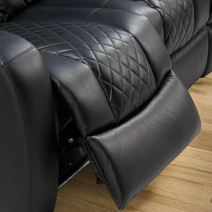 Trivon Recliner Sofa – Black Power Luxury with Smart Features