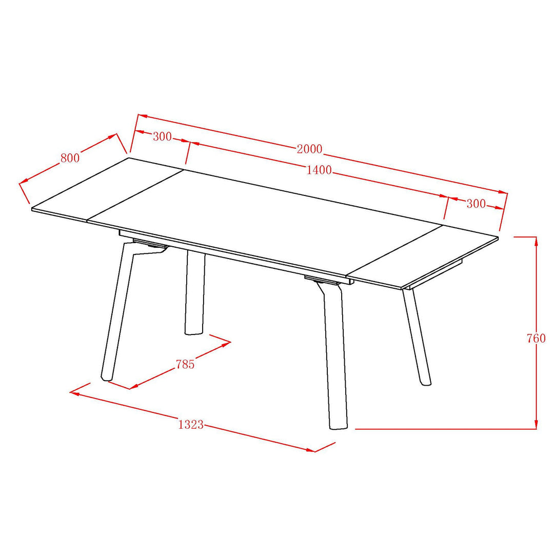 Arden Peak Contemporary Extendable Dining Table – Travertine Sintered Stone Top with Double Extension Leaves, Cream Metal Frame and Modern Dining Room Design