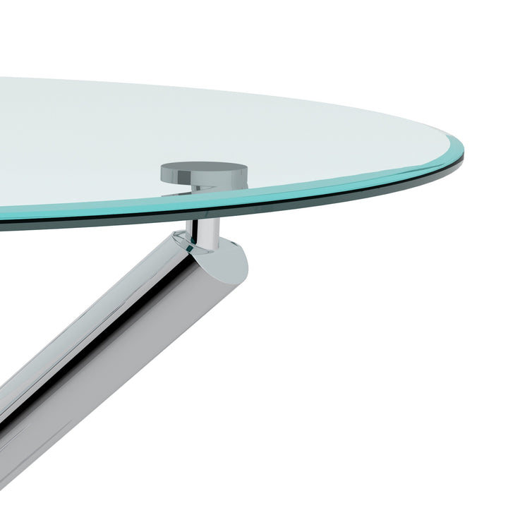 Soreno Dining Table – 10mm Clear Tempered Glass Top with Brushed Stainless Steel Accents And Chrome Metal Crossover Base for Contemporary Dining Spaces