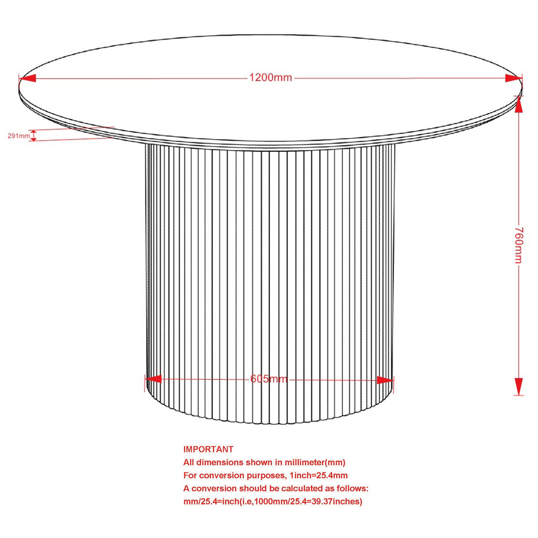 Elvaron Modern Round Pedestal Dining Table – 47.25" Sintered Stone Travertine Top with Fluted Stone-Look Base, Engineered Wood Structure and Scratch & Heat Resistant Finish
