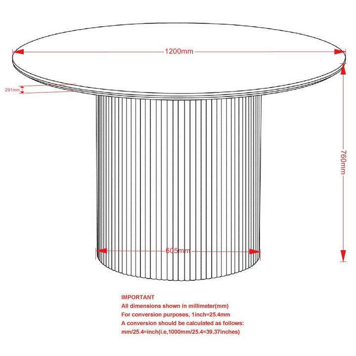 Elvaron Modern Round Pedestal Dining Table – 47.25" Sintered Stone Travertine Top with Fluted Stone-Look Base, Engineered Wood Structure and Scratch & Heat Resistant Finish