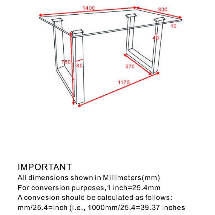 Alvara Contemporary Glass Dining Table – Rectangular 8mm Tempered Glass Top with Black Metal Legs and Brushed Stainless Steel Holders Compact Modern Dining Table