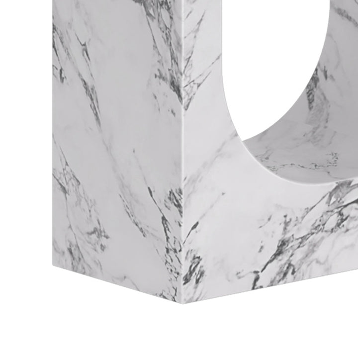 Meridale Contemporary Arch Dining Table – ECC Concrete Table with Matte Bulgari Marble Finish, Heat & Scratch Resistant Surface and Modern Sculptural Design Dining Table