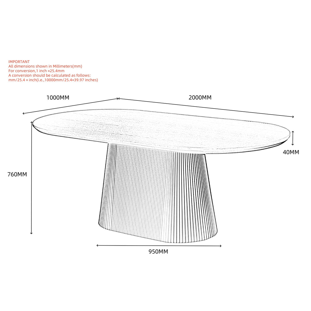 Bravion Mid-Century Modern Oval Dining Table – Engineered Wood Oak Veneer Top with Wide Reeded Pedestal Base and Reverse Bevel Wood Grain Finish Dining Table