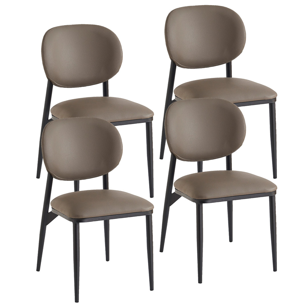 Caselle Dining Chair (Set of 4) – Modern Faux Leather Dining Chairs with Curved Back, Upholstered Seat And Matte Black Metal Frame