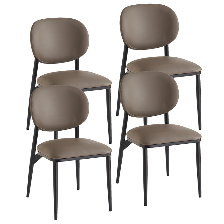 Caselle Dining Chair (Set of 4) – Modern Faux Leather Dining Chairs with Curved Back, Upholstered Seat And Matte Black Metal Frame