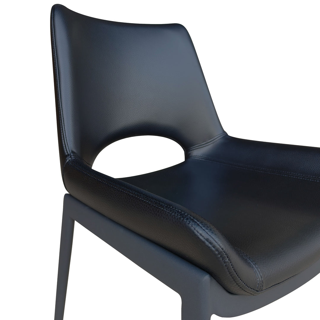 Torano Mid-Century Modern Dining And Lounge Chair with Textured Faux Leather Upholstery, Contoured Seat, Black Metal Frame – Set of 6