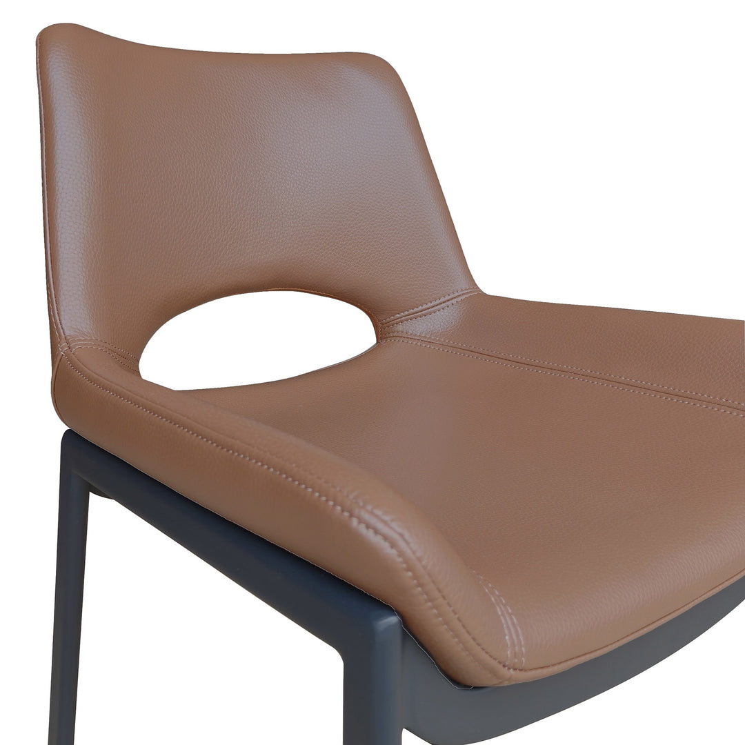 Torano Mid-Century Modern Dining And Lounge Chair in Black Finish with Textured Faux Leather Upholstery, Contoured Seat, Metal Frame – Set of 6