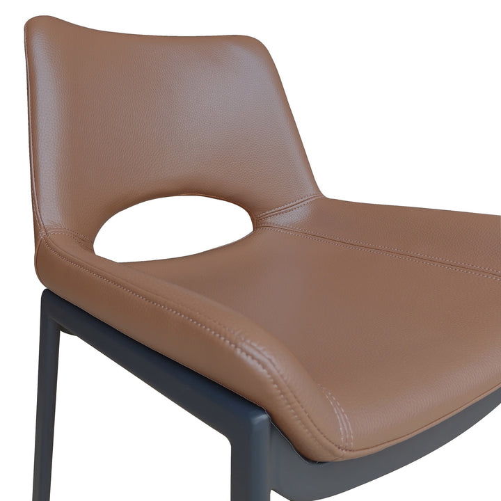Torano Mid-Century Modern Dining And Lounge Chair in Black Finish with Textured Faux Leather Upholstery, Contoured Seat, Metal Frame – Set of 6