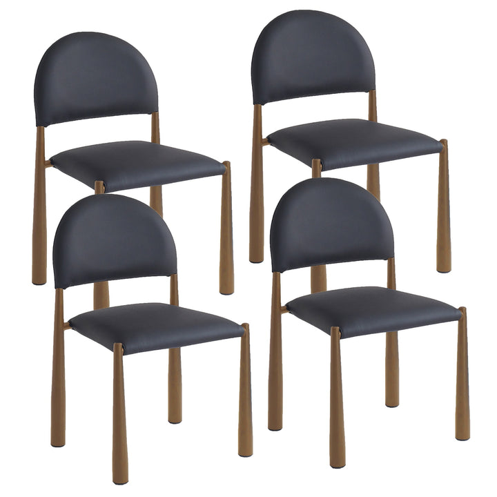 Crystaluxe 4-Piece Modern Dining Chair Set – Matte Black Textured Faux Leather Chairs with Aged Gold Metal Legs and Foam Cushion Seating