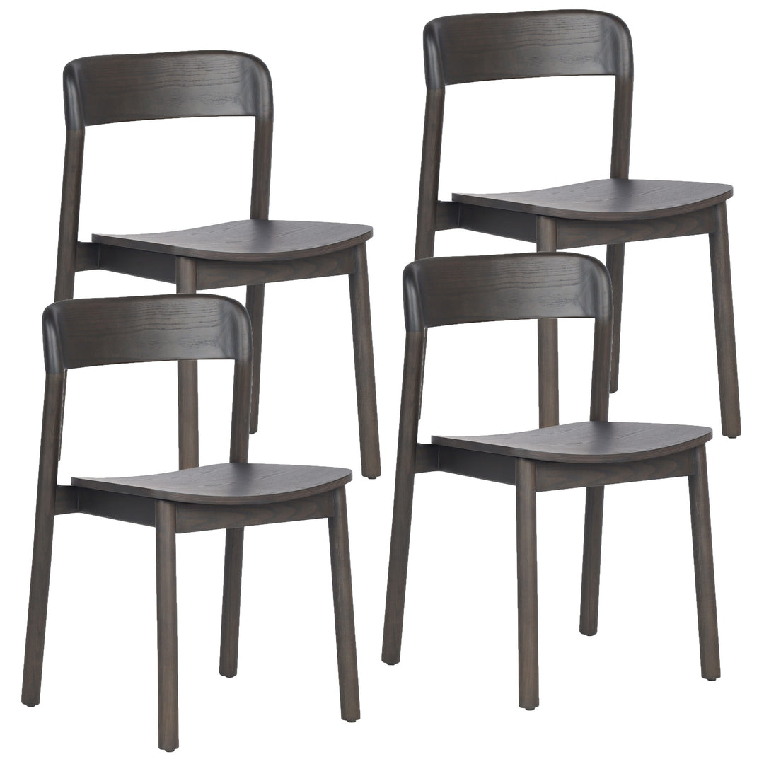 Bresca Mid-Century Modern Stackable Solid Wood Dining Chair, Mocha Finish (Set of 4)