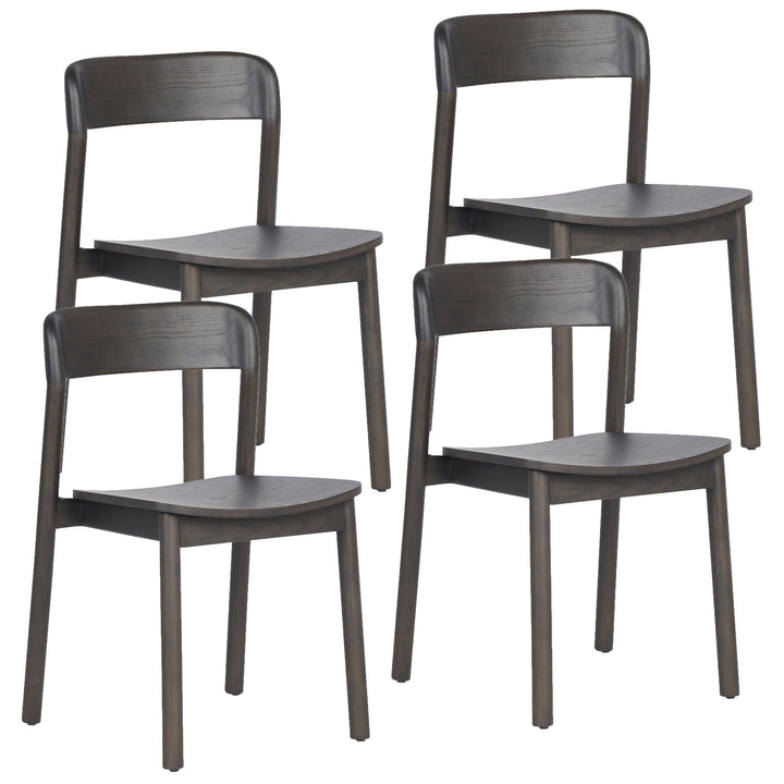 Bresca Mid-Century Modern Stackable Solid Wood Dining Chair, Mocha Finish (Set of 4)