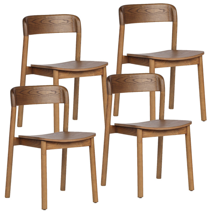 Bresca Mid-Century Modern Stackable Solid Wood Dining Chair, Walnut Finish (Set of 4)