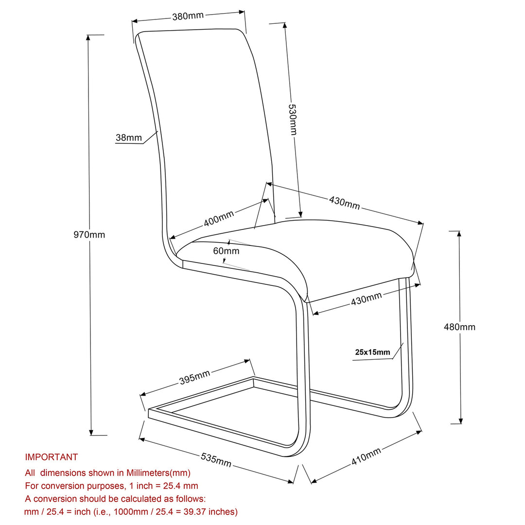Raventra Contemporary Dining Chair – Set of 2 C-Shape Base Chrome Metal Frame Upholstered Chairs