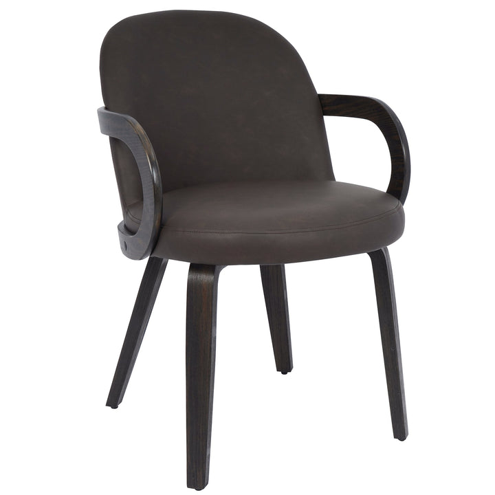 Falvion 7-Piece Mid-Century Modern Mocha Dining Set with Brown Upholstered Chairs