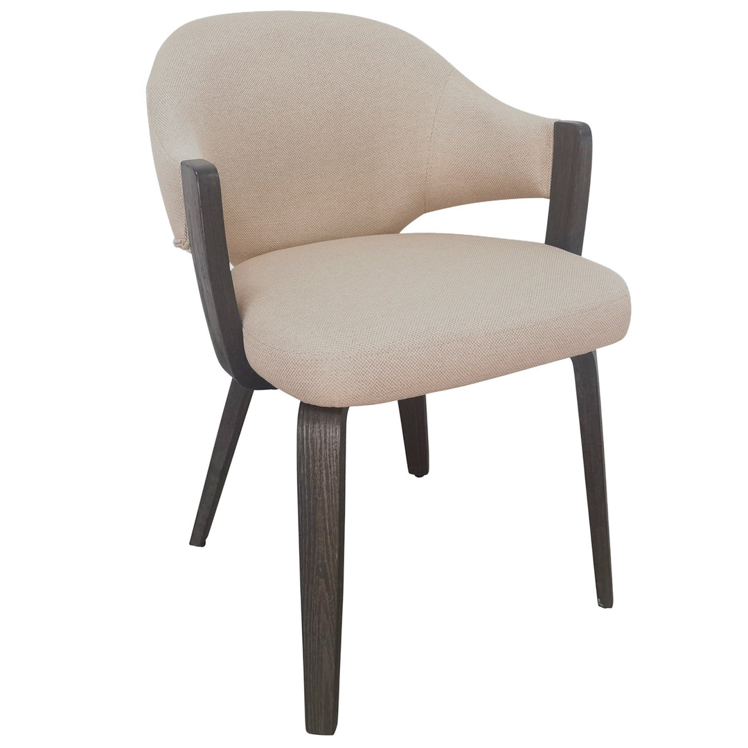Hartello 7-Piece Mid-Century Modern Mocha Dining Set with Toffee Performance Fabric Chairs