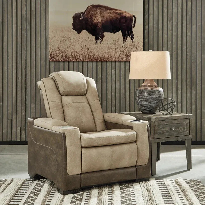 Orello Recliner Set – Beige & Brown, 3-Piece Power Recliner (Chair + Loveseat + Sofa)