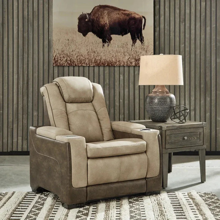 Orello Recliner Set – Beige & Brown, 3-Piece Power Recliner (Chair + Loveseat + Sofa)