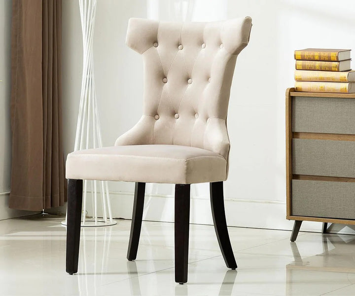 Ophelia Luxe Velvet Accent Chair with Tufted Back and Wooden Legs – Timeless Elegance for Your Home