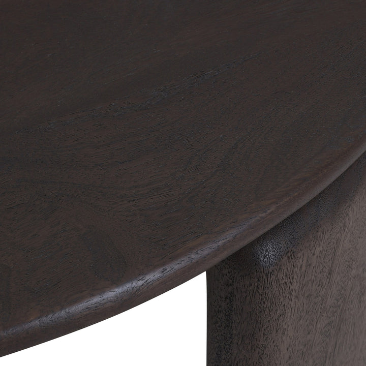 Lansmere Mid-Century Modern Solid Mango Wood Round Coffee Table with Rich Mocha Finish