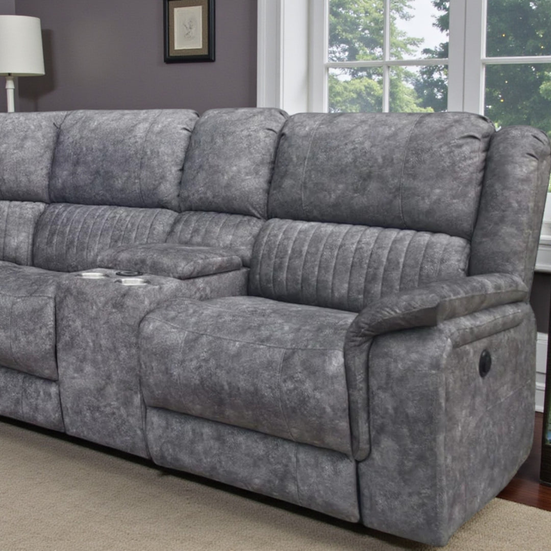 Belaro 5-Piece Sectional Recliner – Grey Comfort with Smart Luxury