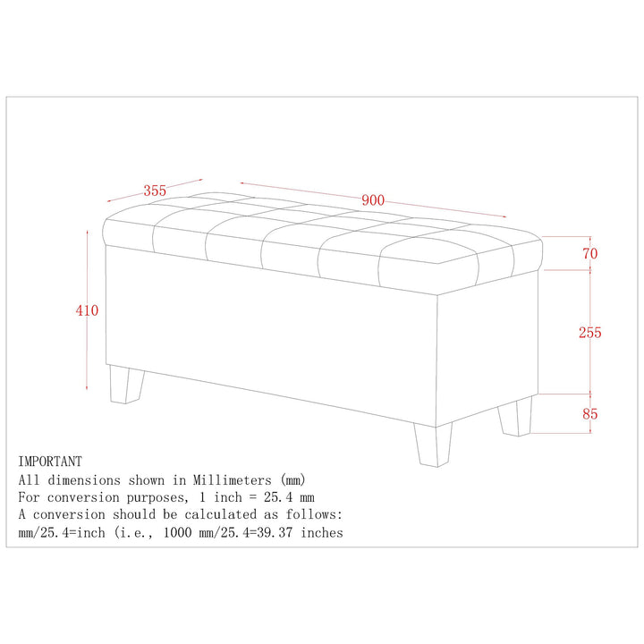Mytrano Modern Storage Bench – Square Tufted Upholstered Bench with Deep Storage & Safety Hinges