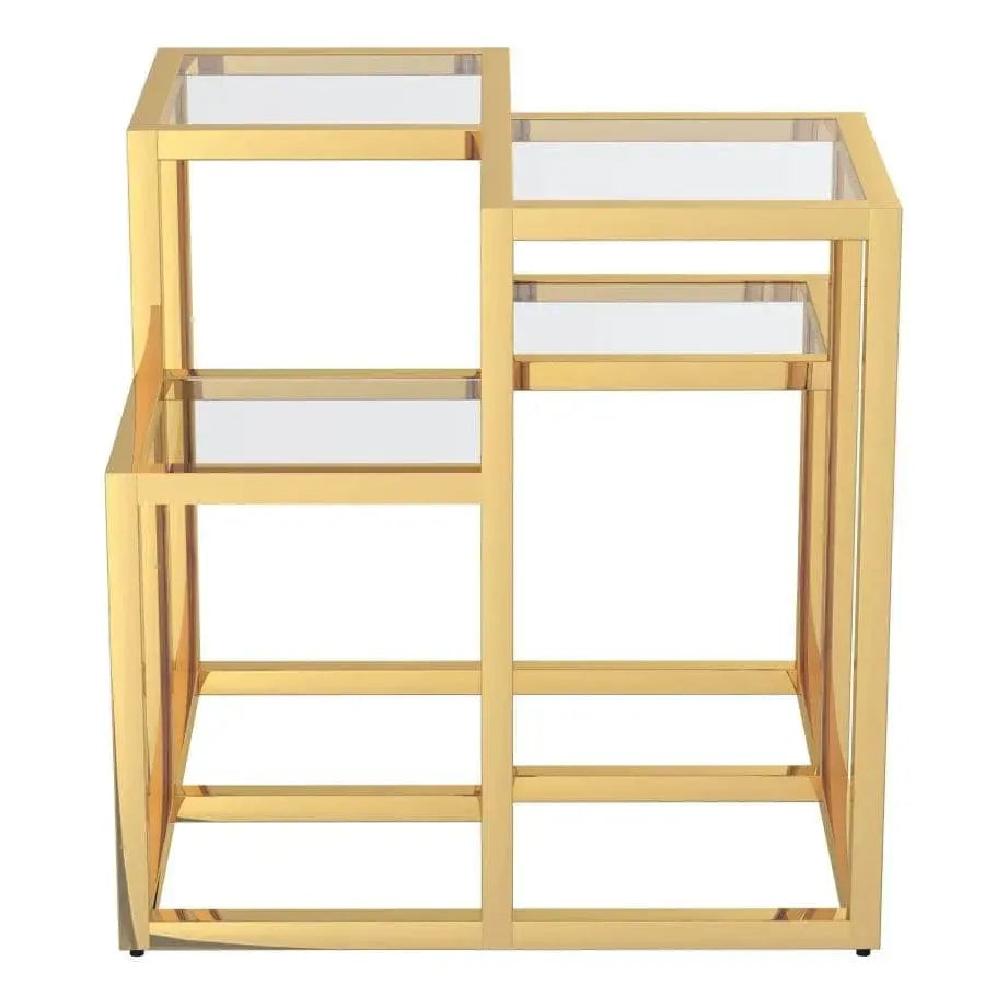 Aria Accent Table – Polished Gold & Clear Glass