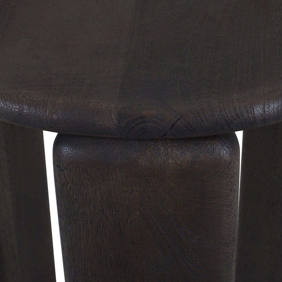 Kelvora Mid-Century Modern Solid Mango Wood Round Accent Side Table in Rich Mocha Finish