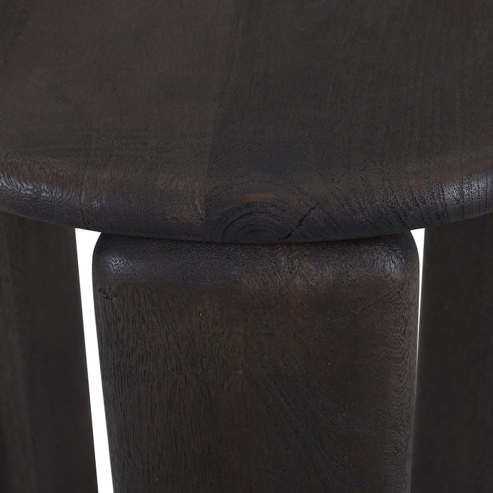 Kelvora Mid-Century Modern Solid Mango Wood Round Accent Side Table in Rich Mocha Finish