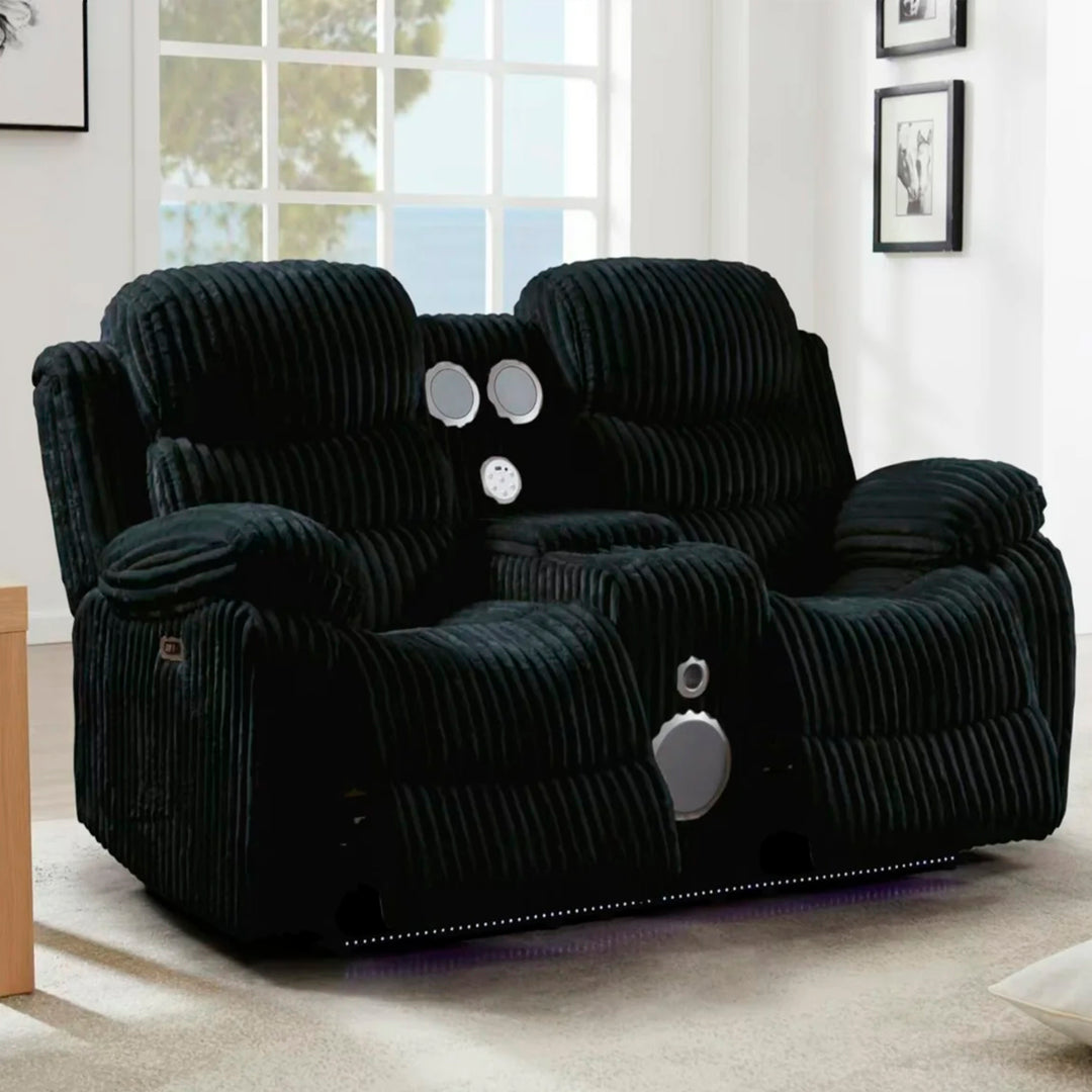 Myrcella Recliner Set – Black Elegance | Power Comfort & LED Vibes
