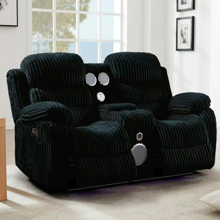 Myrcella Recliner Set – Black Elegance | Power Comfort & LED Vibes