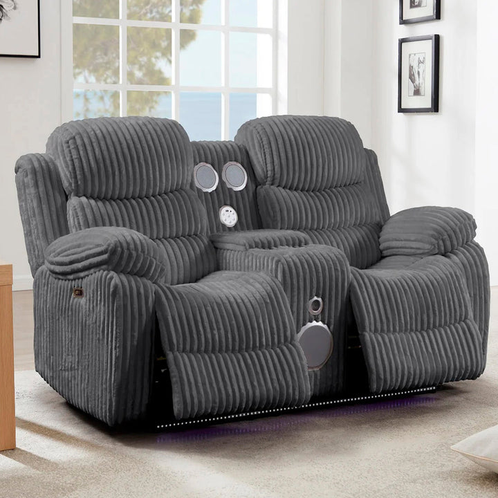 Myrcella Recliner Set – Grey Elegance | Power Comfort & LED Vibes