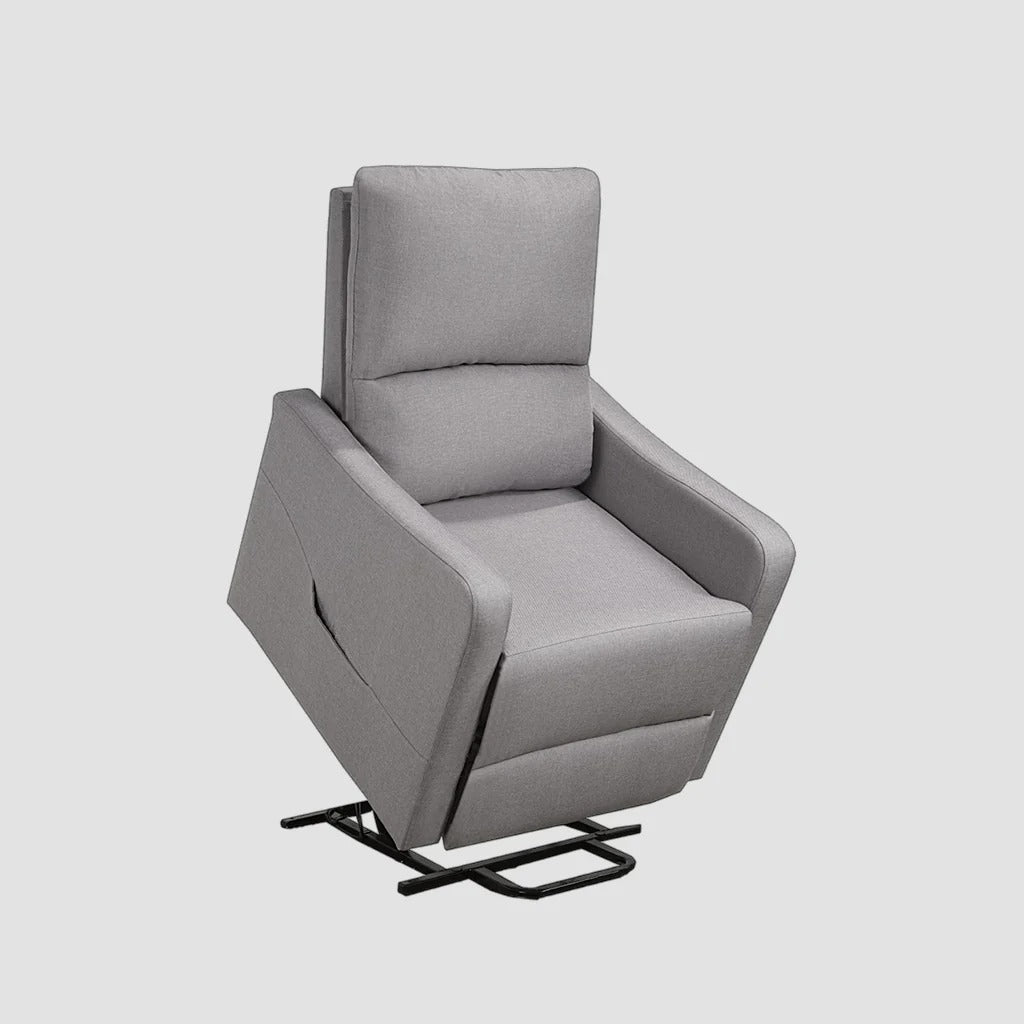 RevoRest Recliner Lift Chair | Light Grey Fabric Power Recliner with Side Pouch