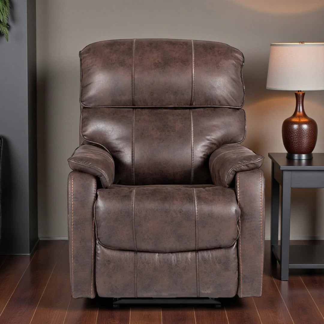 Gavriel Recliner Chair | Power Reclining Leathaire Chair with Gliding – Warm Brown