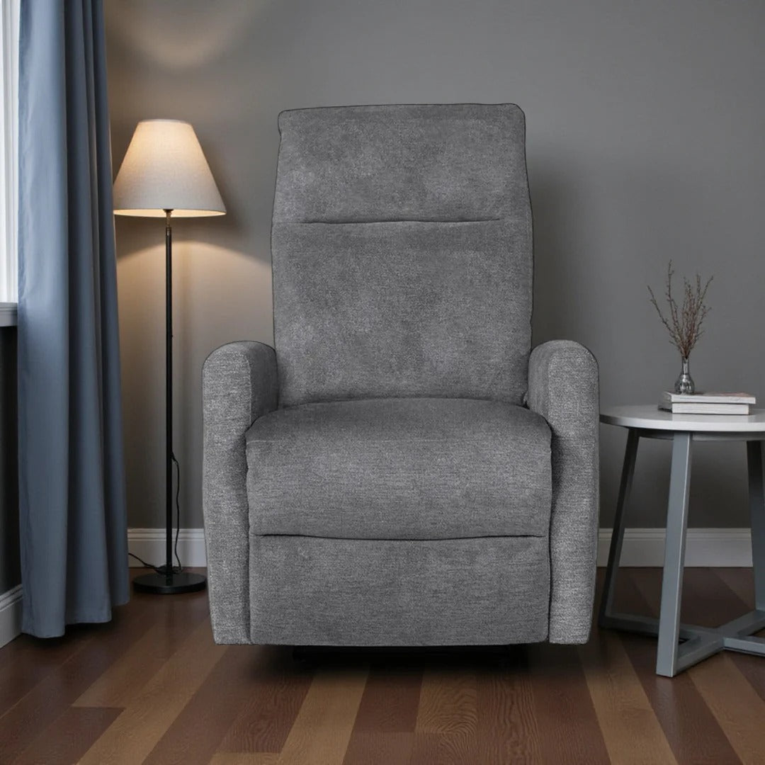 Relaxon Recliner Chair with Manual Recline & Glider | Graphite Microfiber Recliner