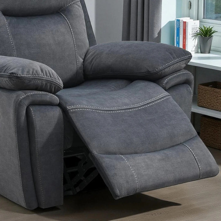Comforta Recliner Chair with Manual Recline & Glider | Grey Velour Fabric Recliner
